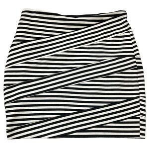 RICKIS Stripe Bandage Skirt With Elastic Waistband Black/Ivory Size Medium